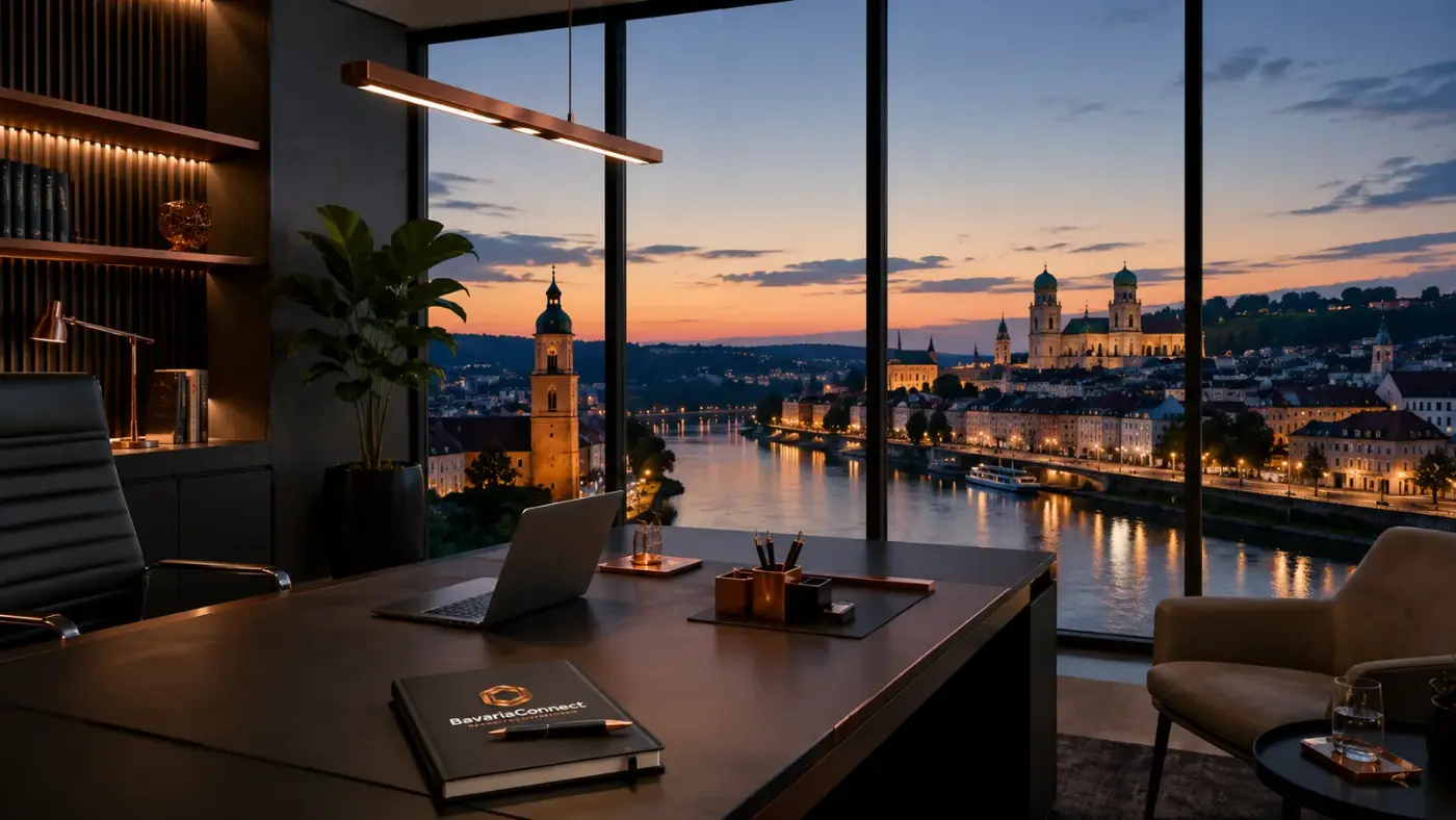 Büro von BavariaConnect in Passau mit Blick auf den Fluss