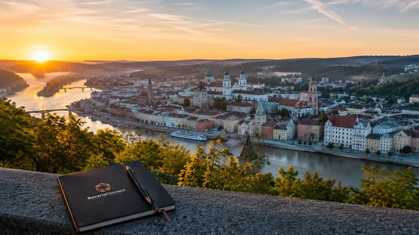 Webdesign Bayern – Stadtblick bei Sonnenaufgang als Bild für Websites bayerischer Betriebe