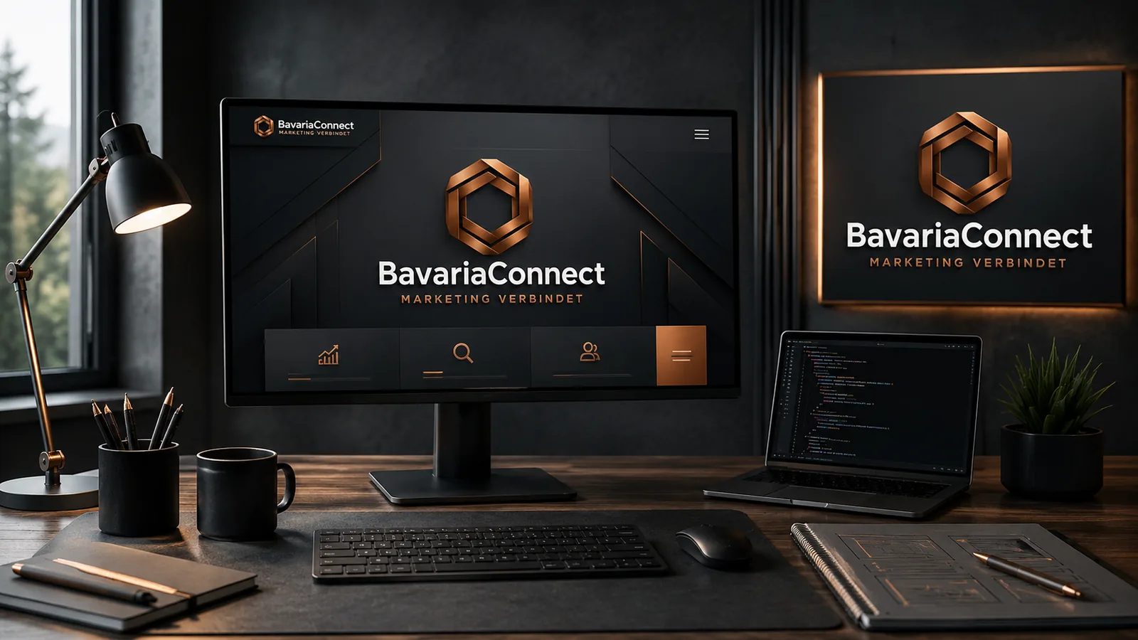 Webdesign für Betriebe in Landshut – Arbeitsplatz mit Entwurf einer Unternehmenswebsite