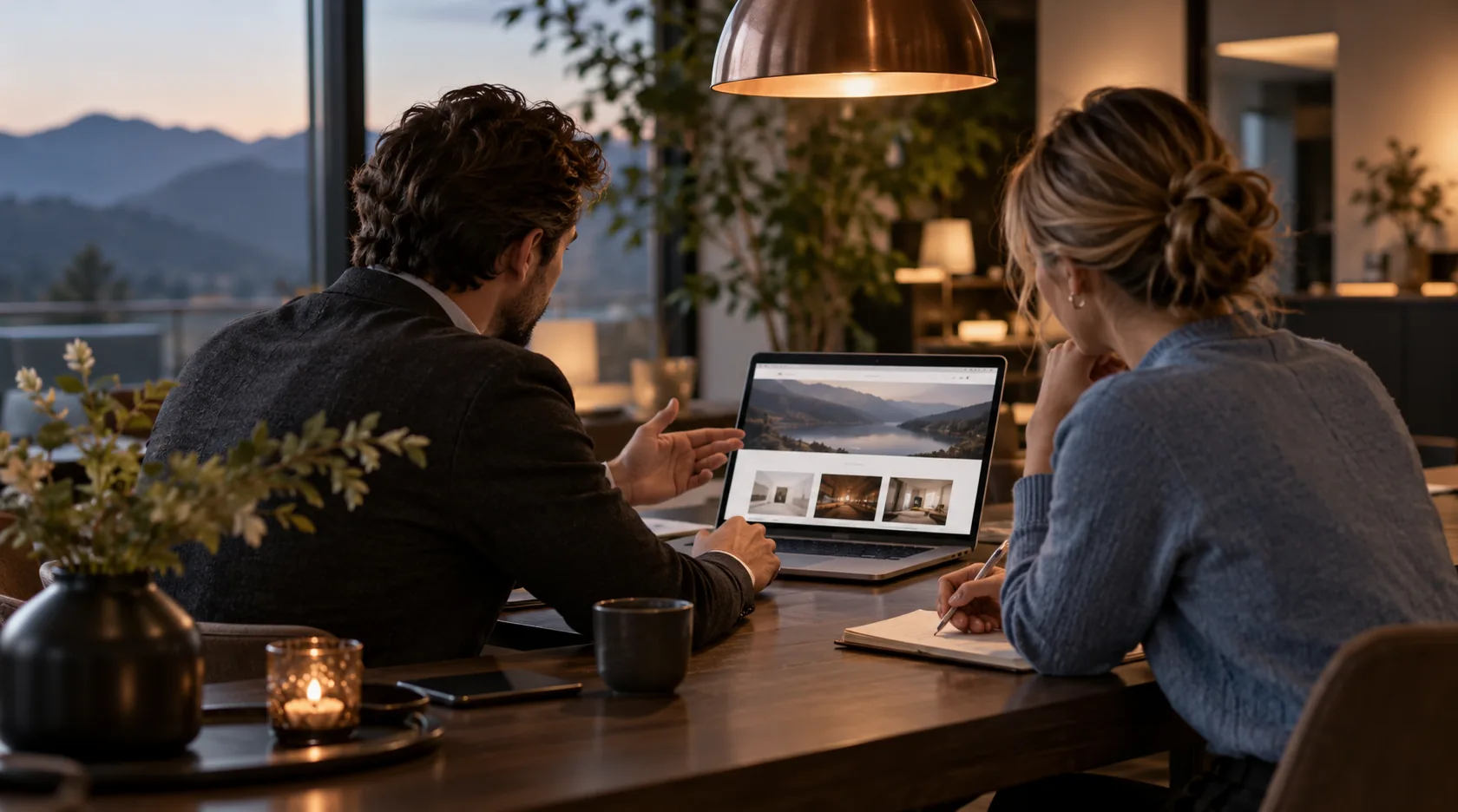 Besprechung eines Website-Entwurfs am Laptop